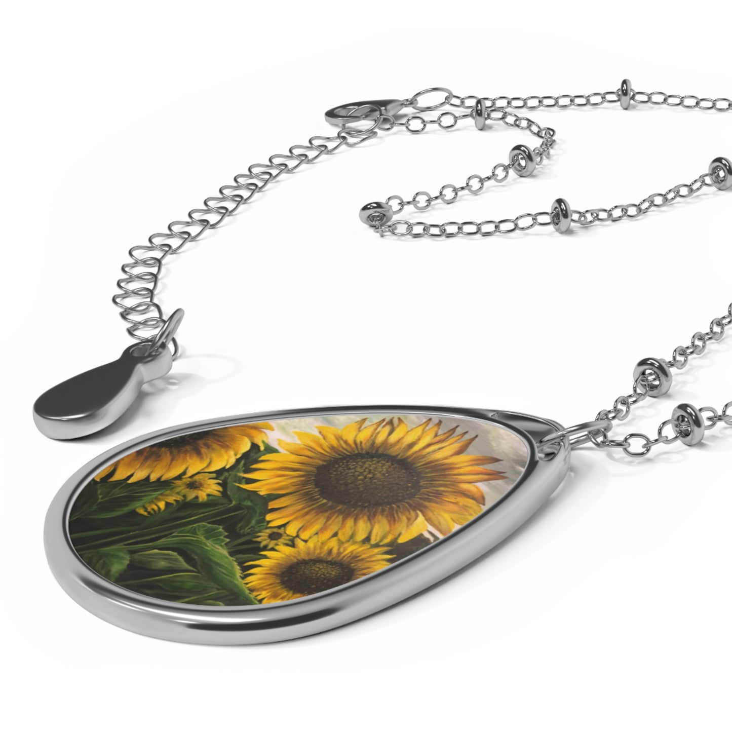 Oval Necklace, Sunflowers