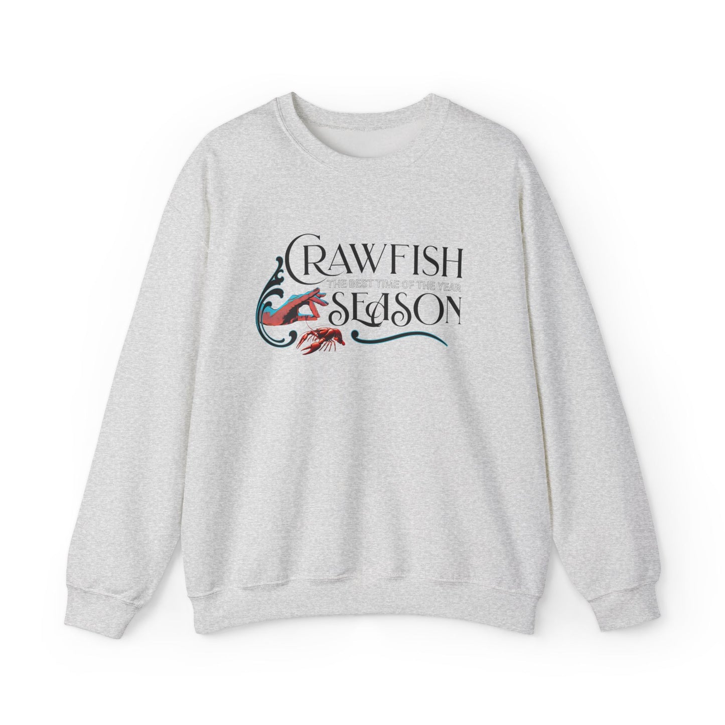 Seasonal Seller Sweatshirt: Unisex, Heavy blend, Maximum profit, Crawfish, Clock It Gesture, Life on the Bayou Collection