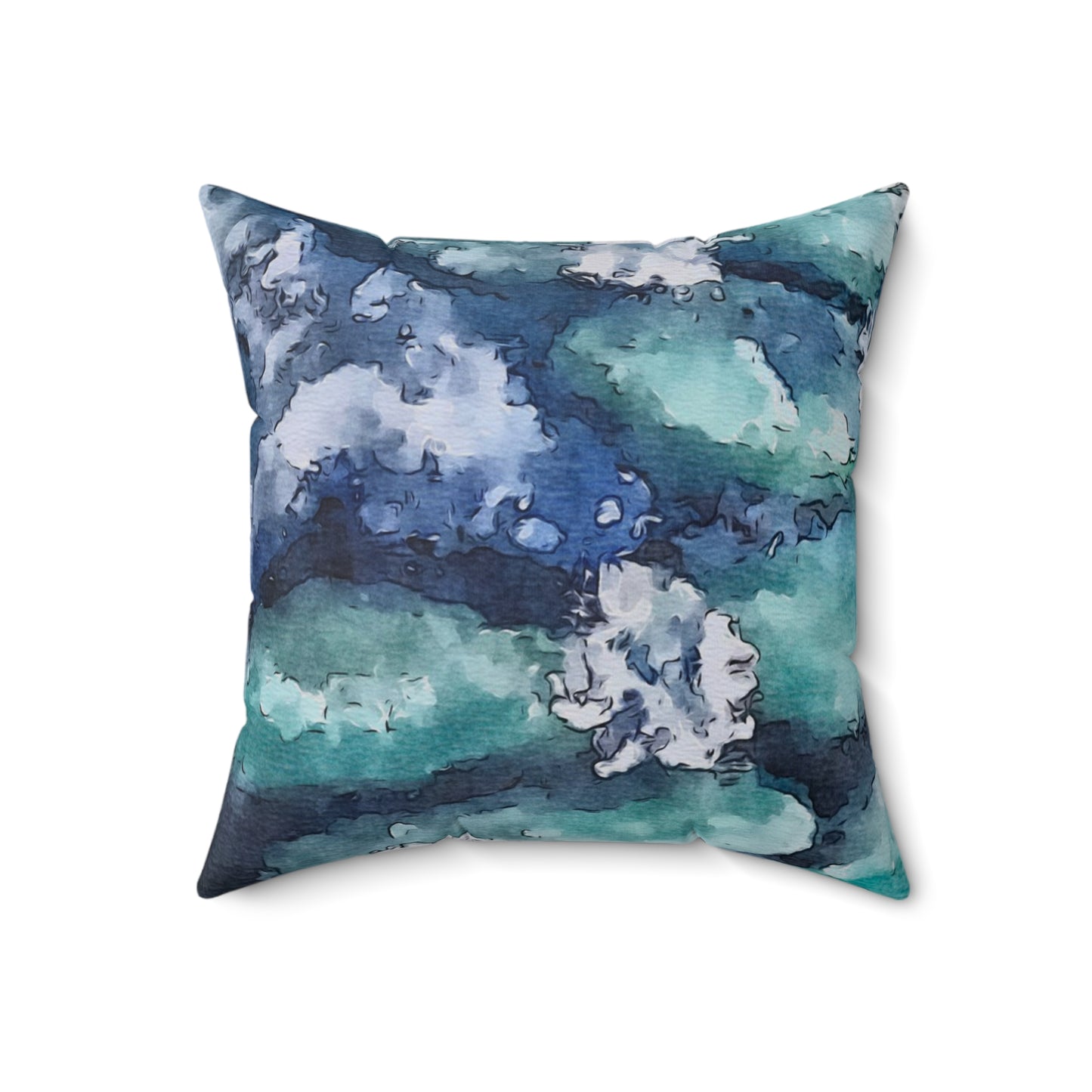 Spun Polyester Square Pillow, Water Lilies, FrediFreds Home Collection