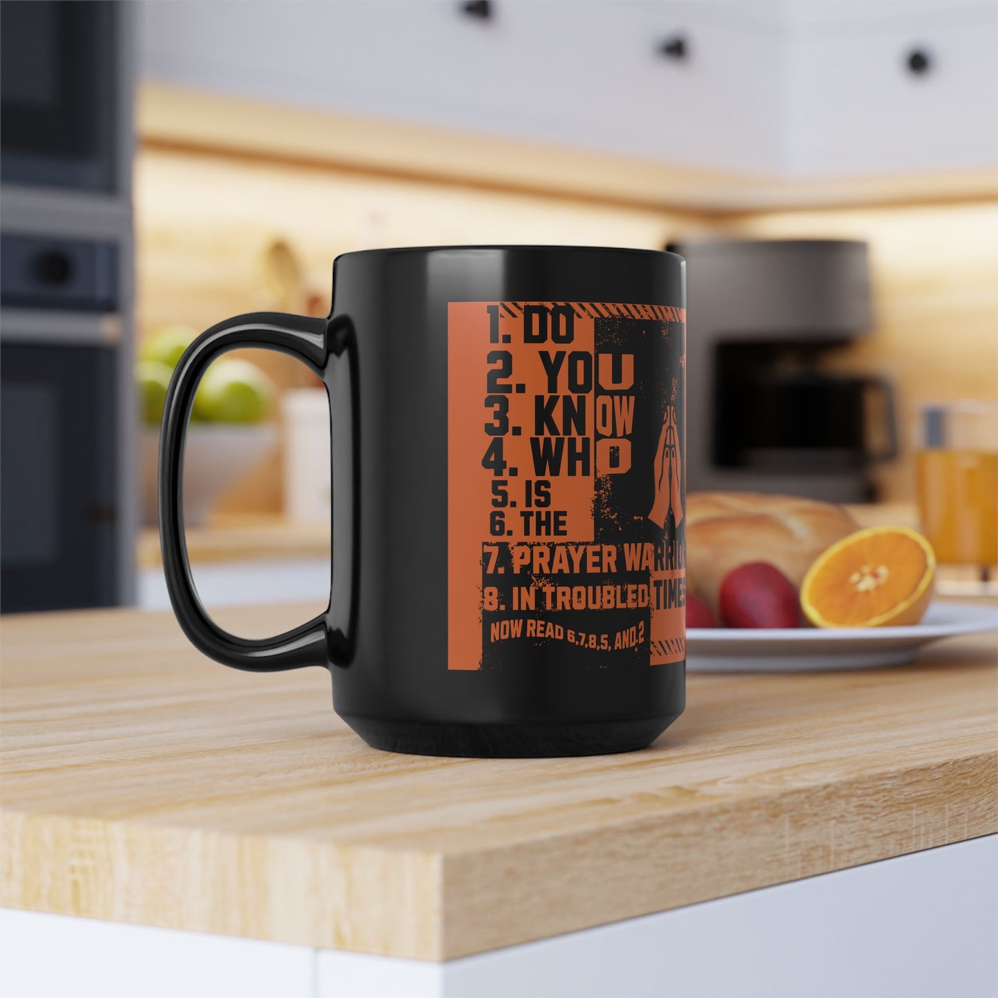 Black Mug (11oz, 15oz) ,"Prayer Warrior", FrediFreds Home Collection