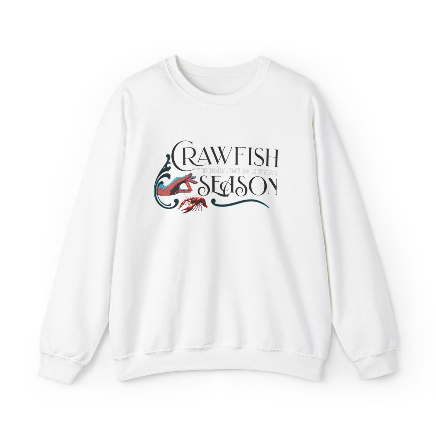 Seasonal Seller Sweatshirt: Unisex, Heavy blend, Maximum profit, Crawfish, Clock It Gesture, Life on the Bayou Collection