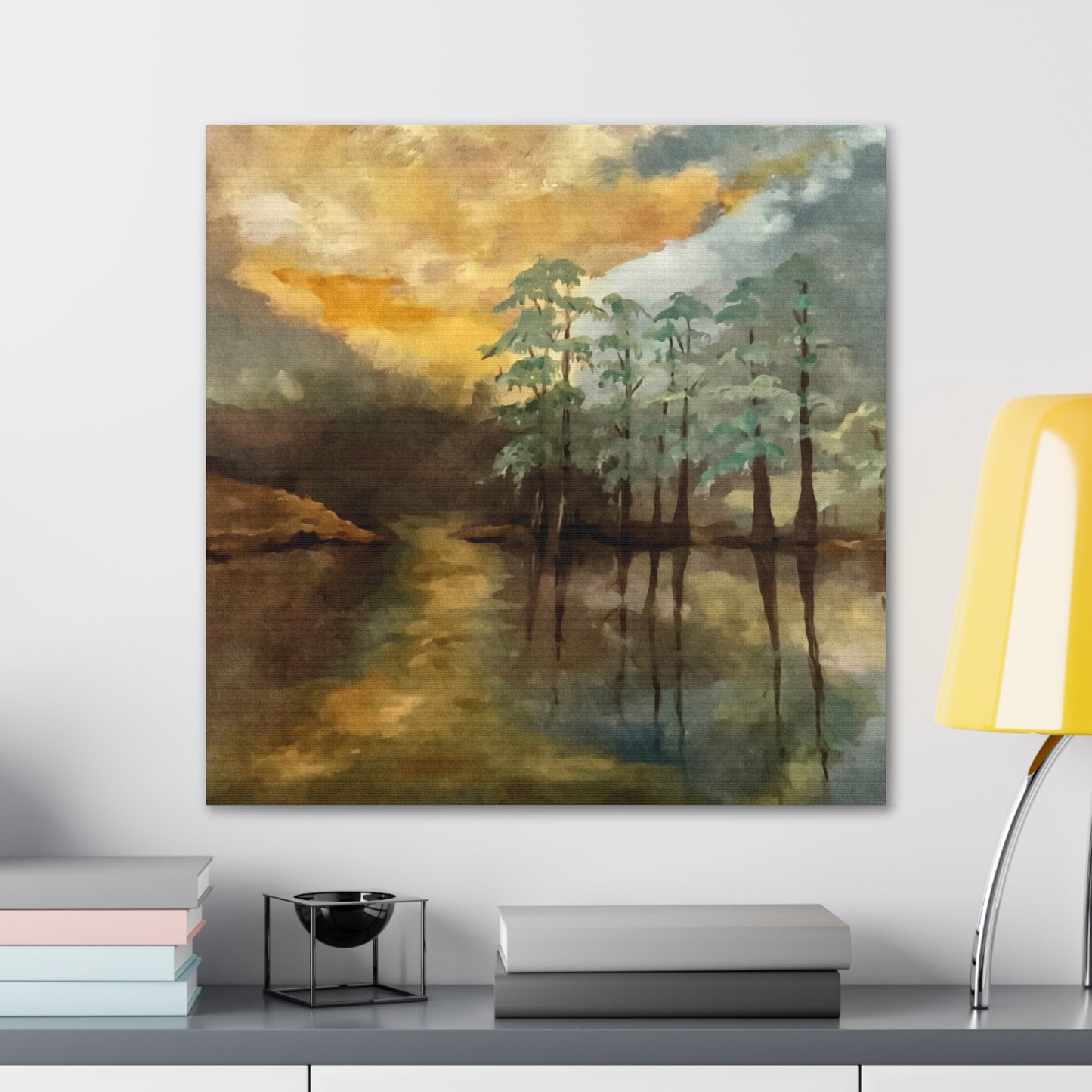 Canvas Gallery Wraps, Moon Lake Watercolor, FrediFreds Home Collection