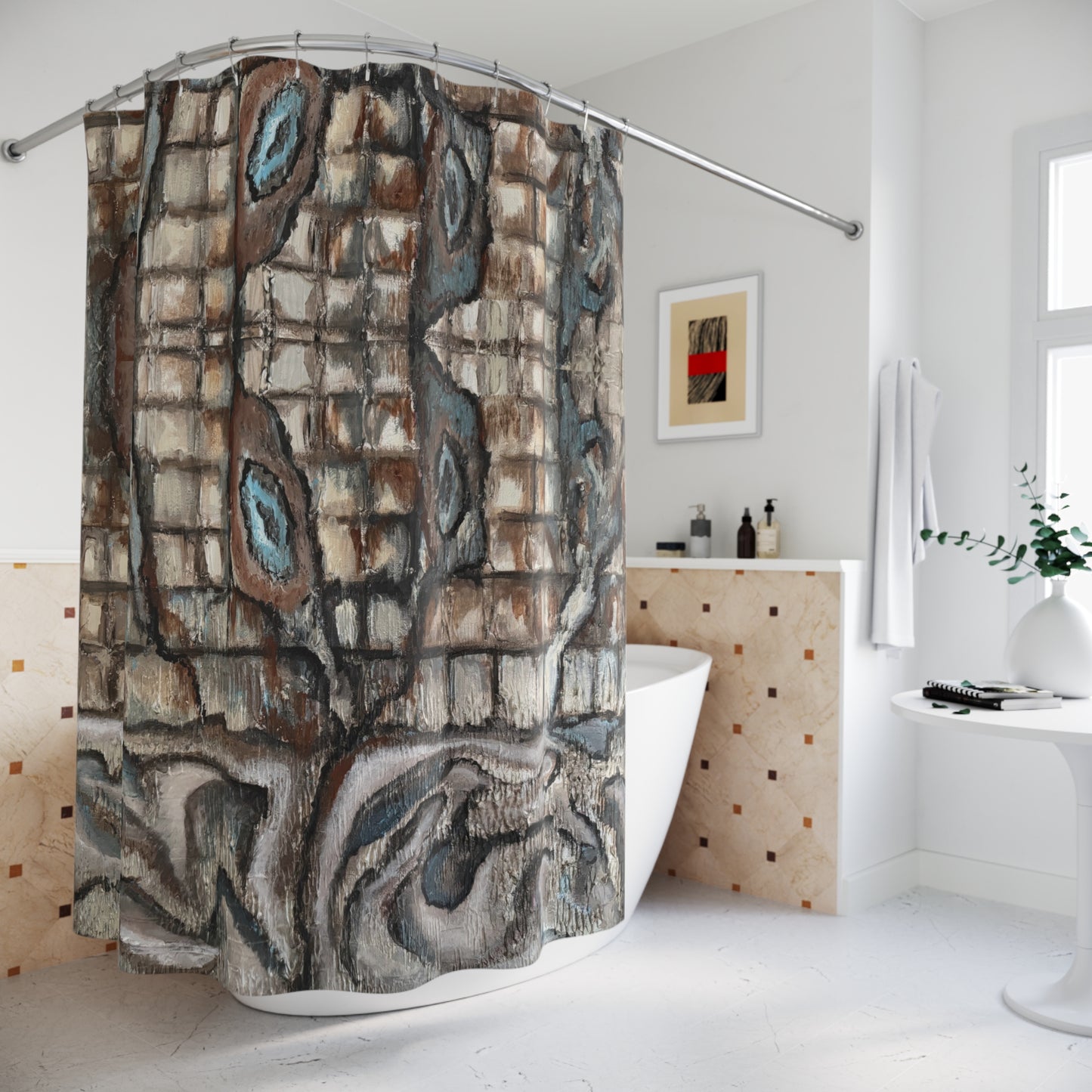 Shower Curtains, Artsy, Abstract Oyster Shells, Neutrals, FrediFreds Home Collection