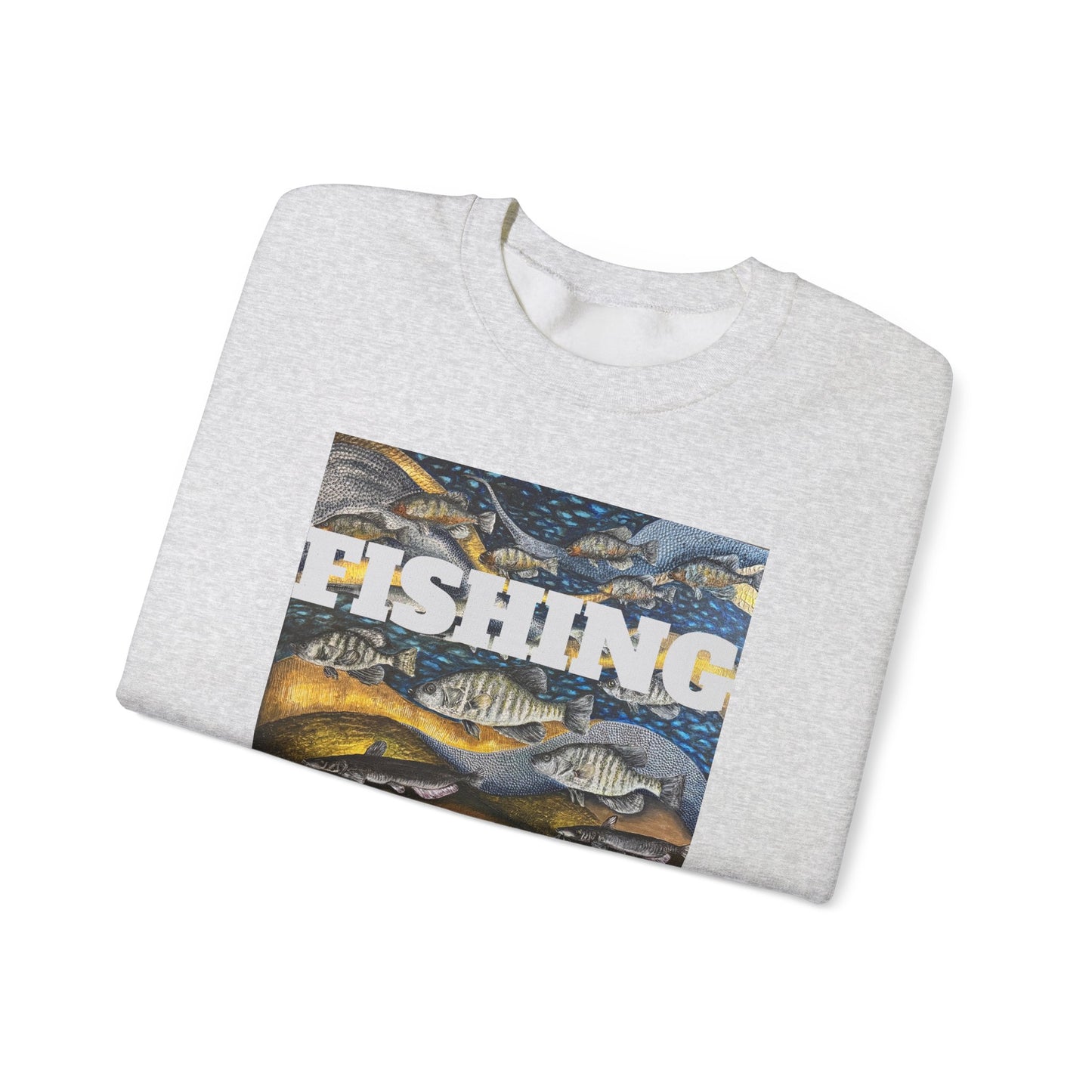 Unisex Heavy Blend™ Crewneck Sweatshirt, Get Lucky Fishing, Original Artwork, FrediFreds Home Collection