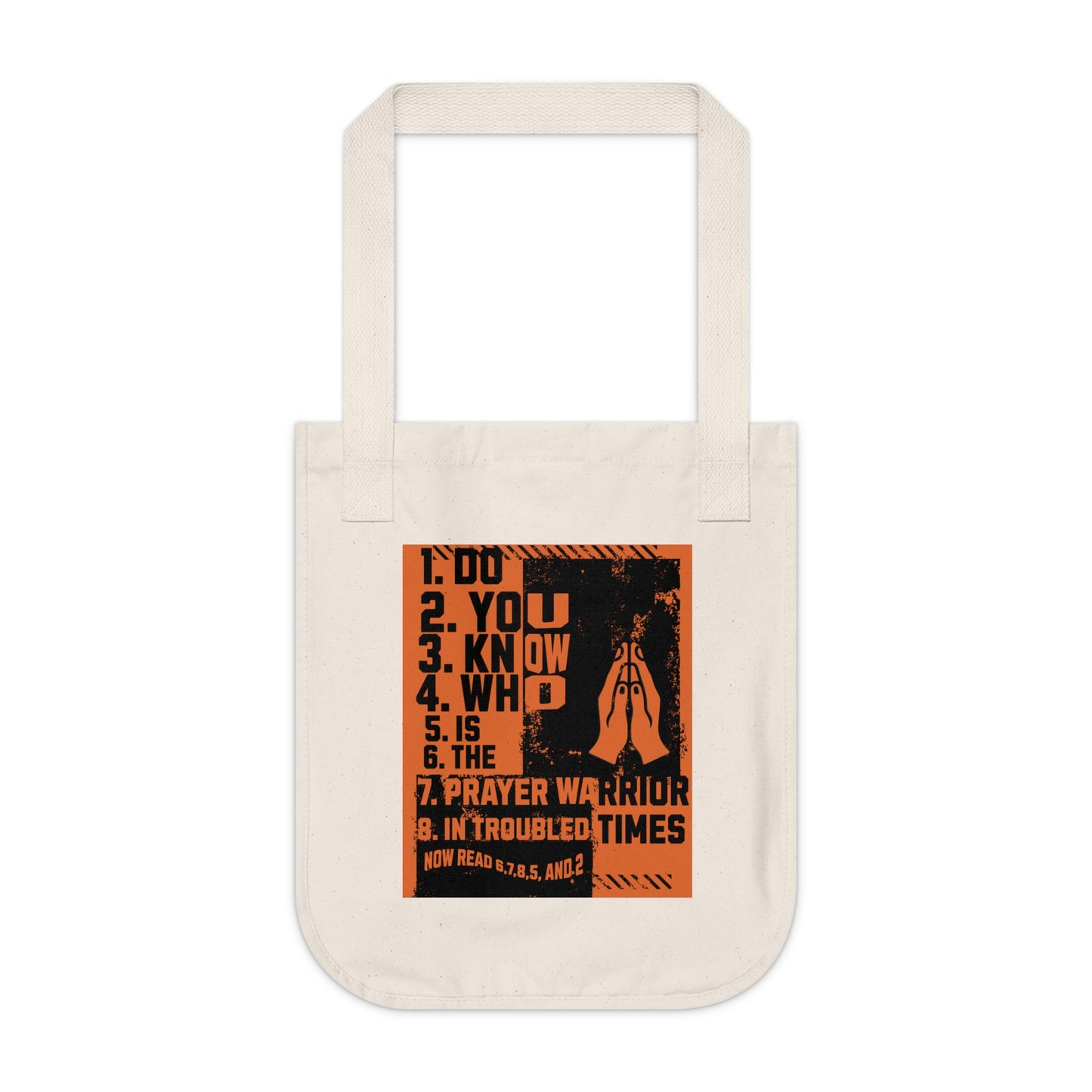 Organic Canvas Tote Bag, Prayer Warrior, FrediFreds Home Collection