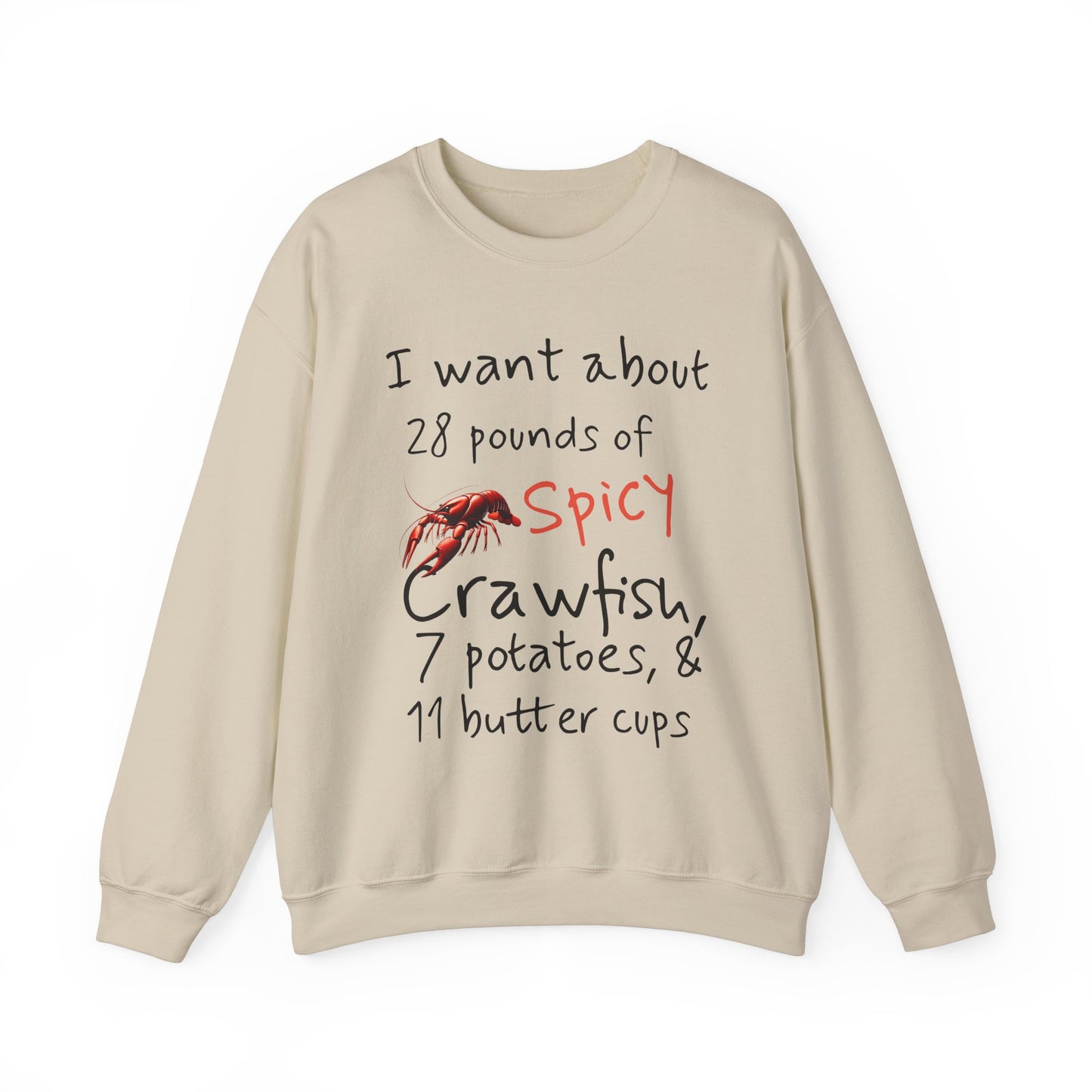 Unisex Heavy Blend™ Crewneck Sweatshirt, I want 28 pounds of Crawfish, Life on the Bayou Collection