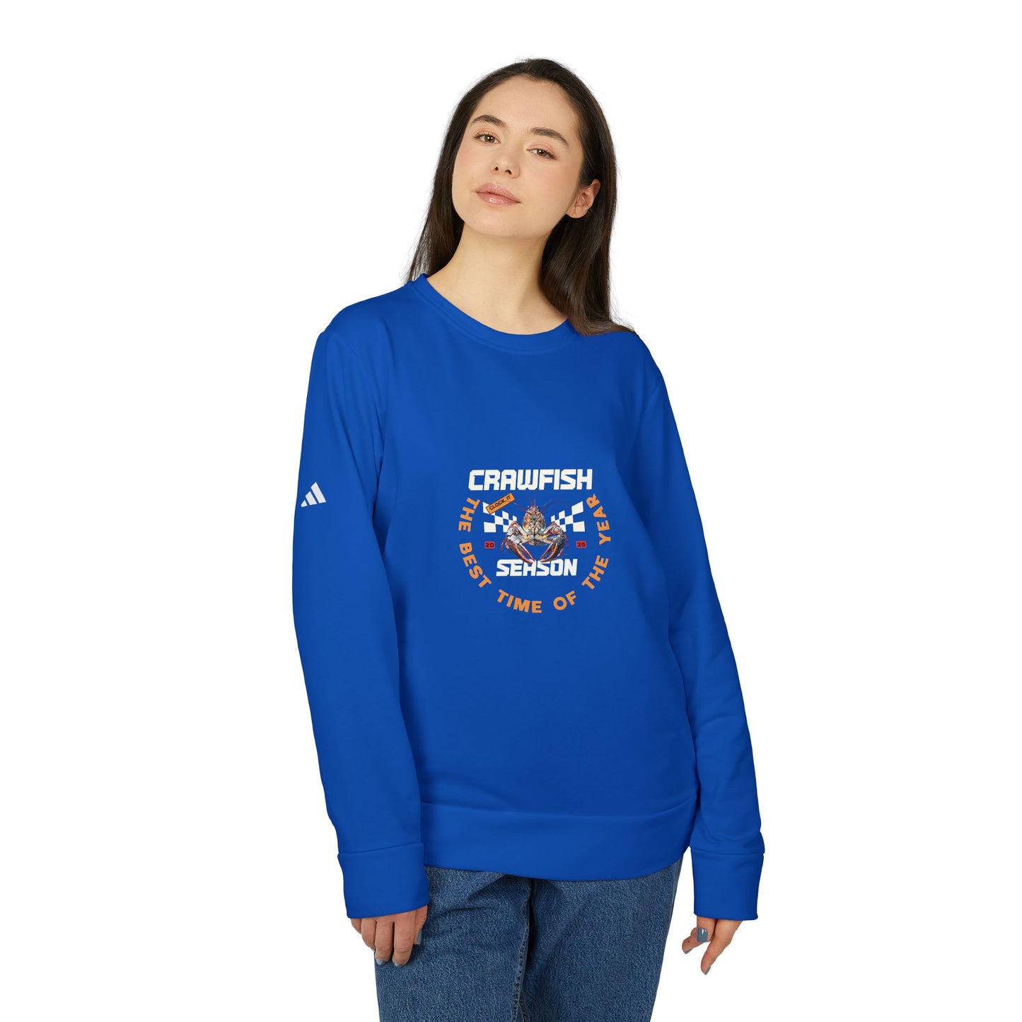 adidas Unisex Fleece Crewneck Sweatshirt, Clock It Crawfish Season, Life on the Bayou Collection