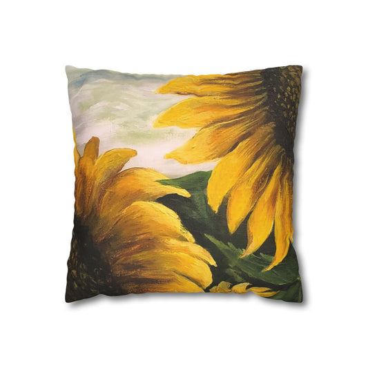 Spun Polyester Square Pillowcase, Sunflowers