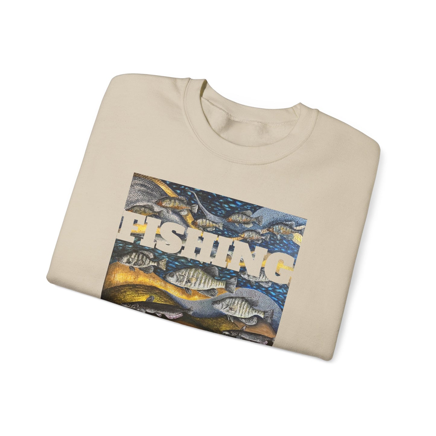 Unisex Heavy Blend™ Crewneck Sweatshirt, Get Lucky Fishing, Original Artwork, FrediFreds Home Collection