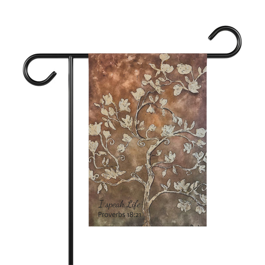 Garden & House Banner, Designer Artwork, I Speak Life, Proverbs 18:21, FrediFred Home Collection