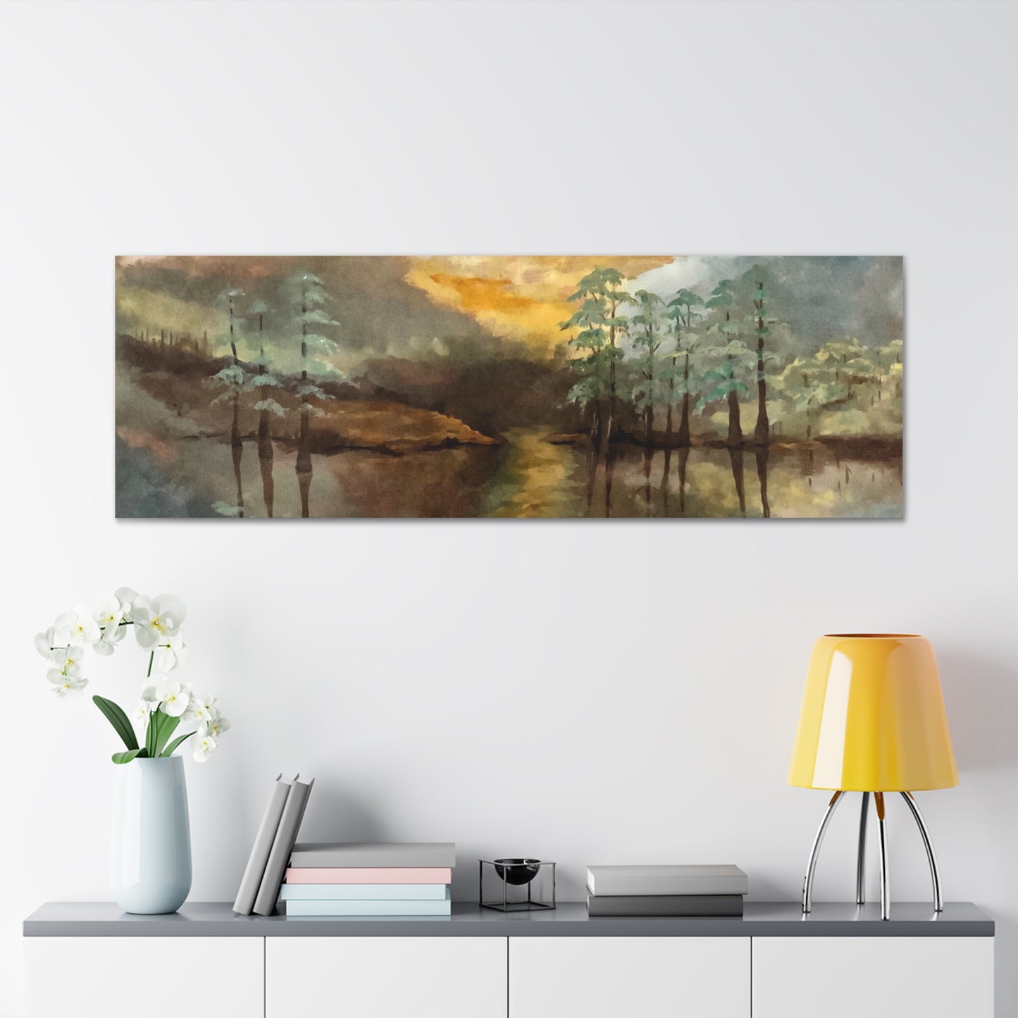 Canvas Gallery Wraps, Moon Lake Watercolor, FrediFreds Home Collection