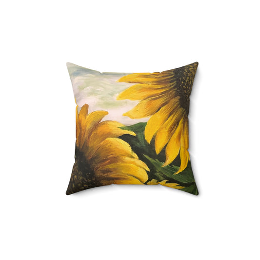 Spun Polyester Square Pillow, Sunflower Field, FrediFreds Home Collection