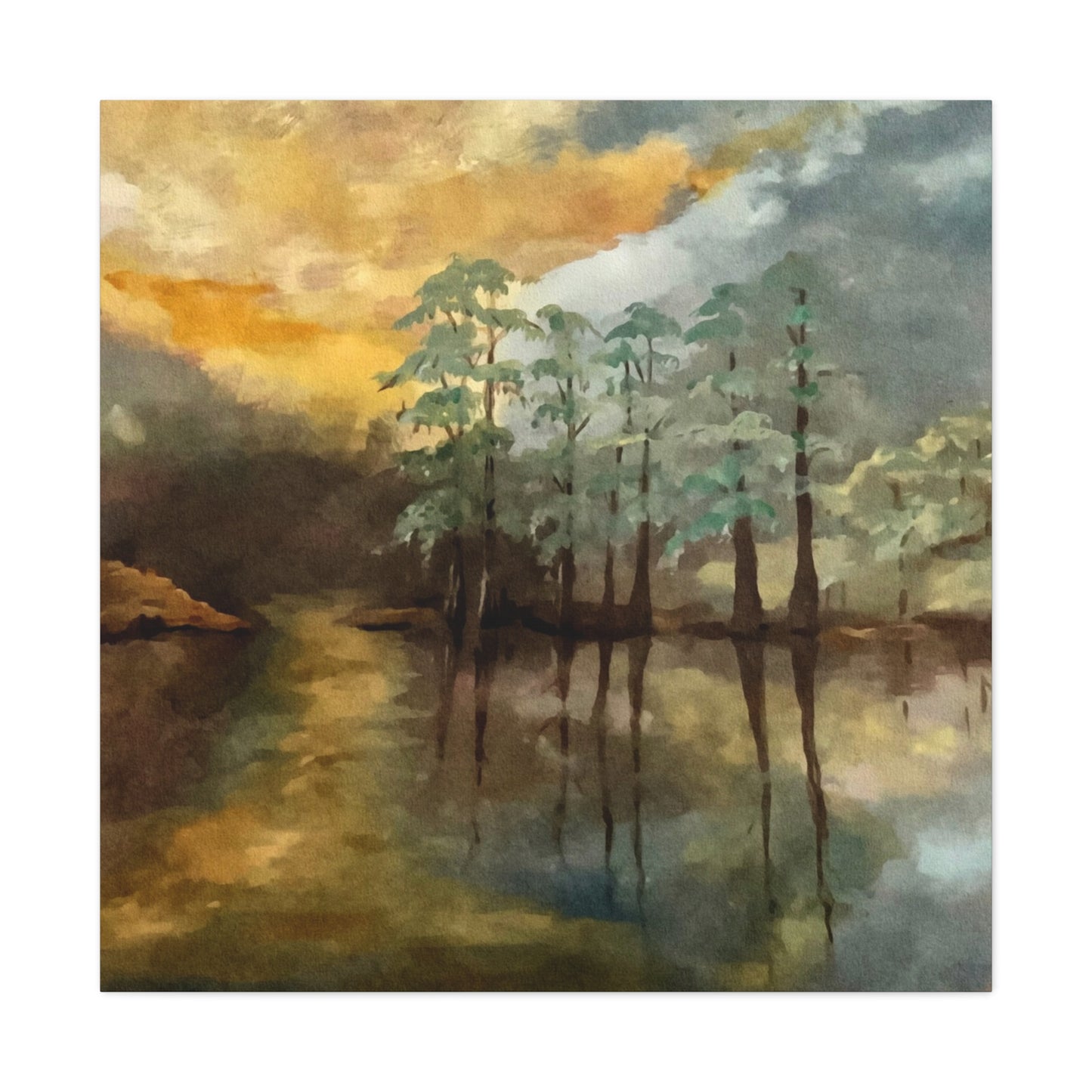 Canvas Gallery Wraps, Moon Lake Watercolor, FrediFreds Home Collection