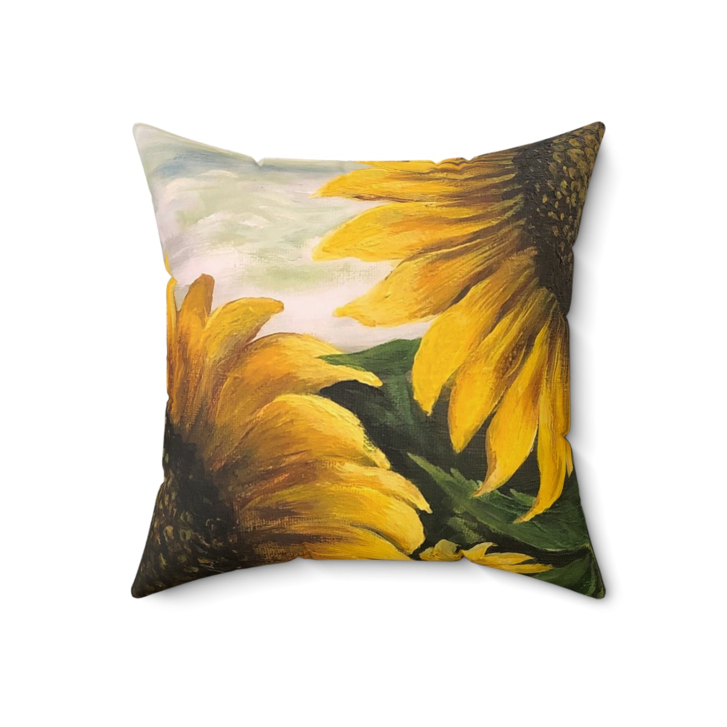 Spun Polyester Square Pillow, Sunflower Field, FrediFreds Home Collection