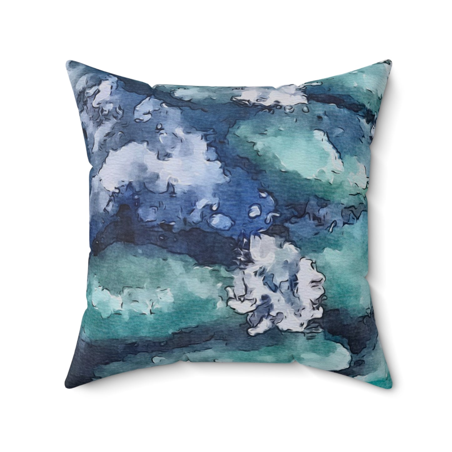 Spun Polyester Square Pillow, Water Lilies, FrediFreds Home Collection