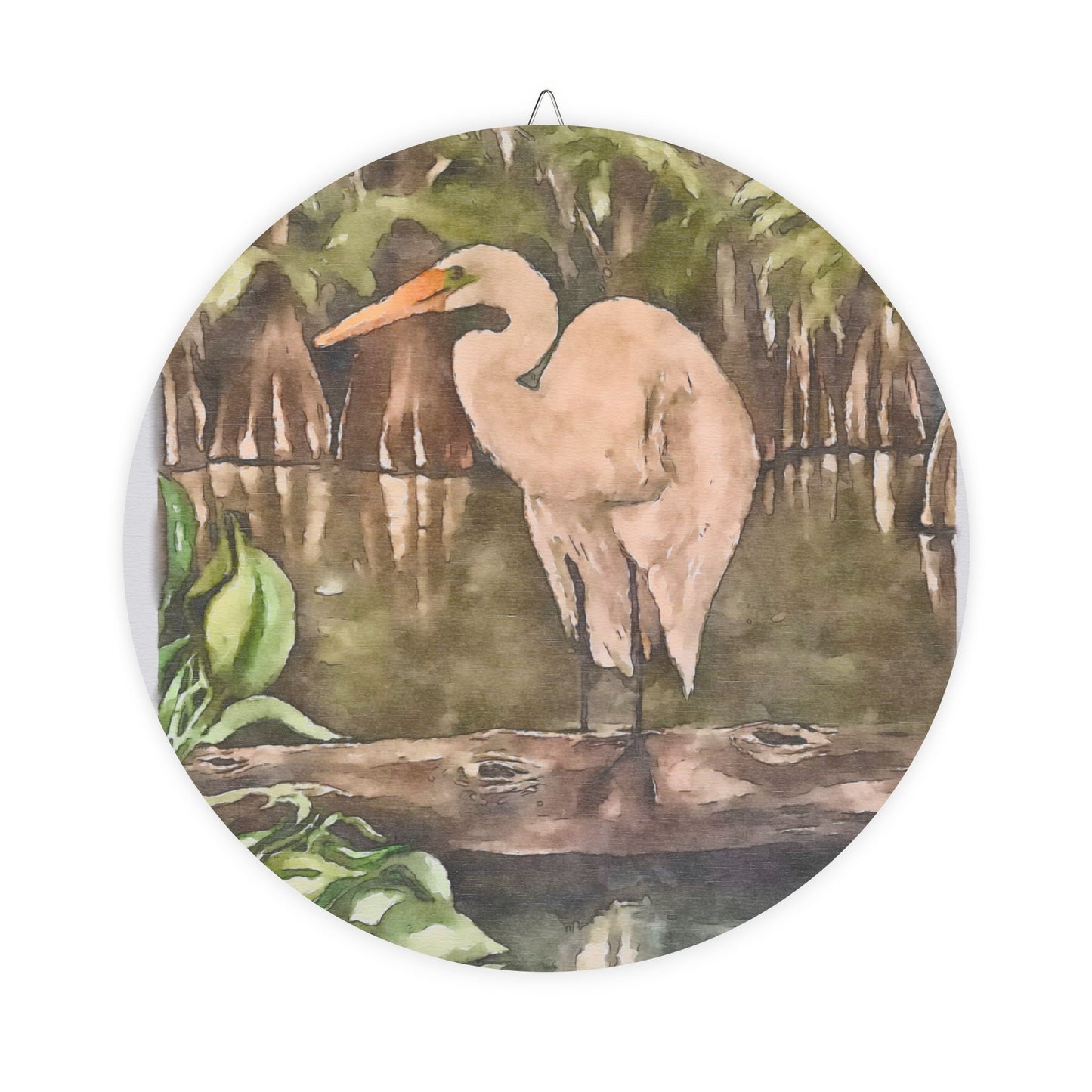 Wood Signs, Watercolor, Egret Perch, FrediFreds Home Collection