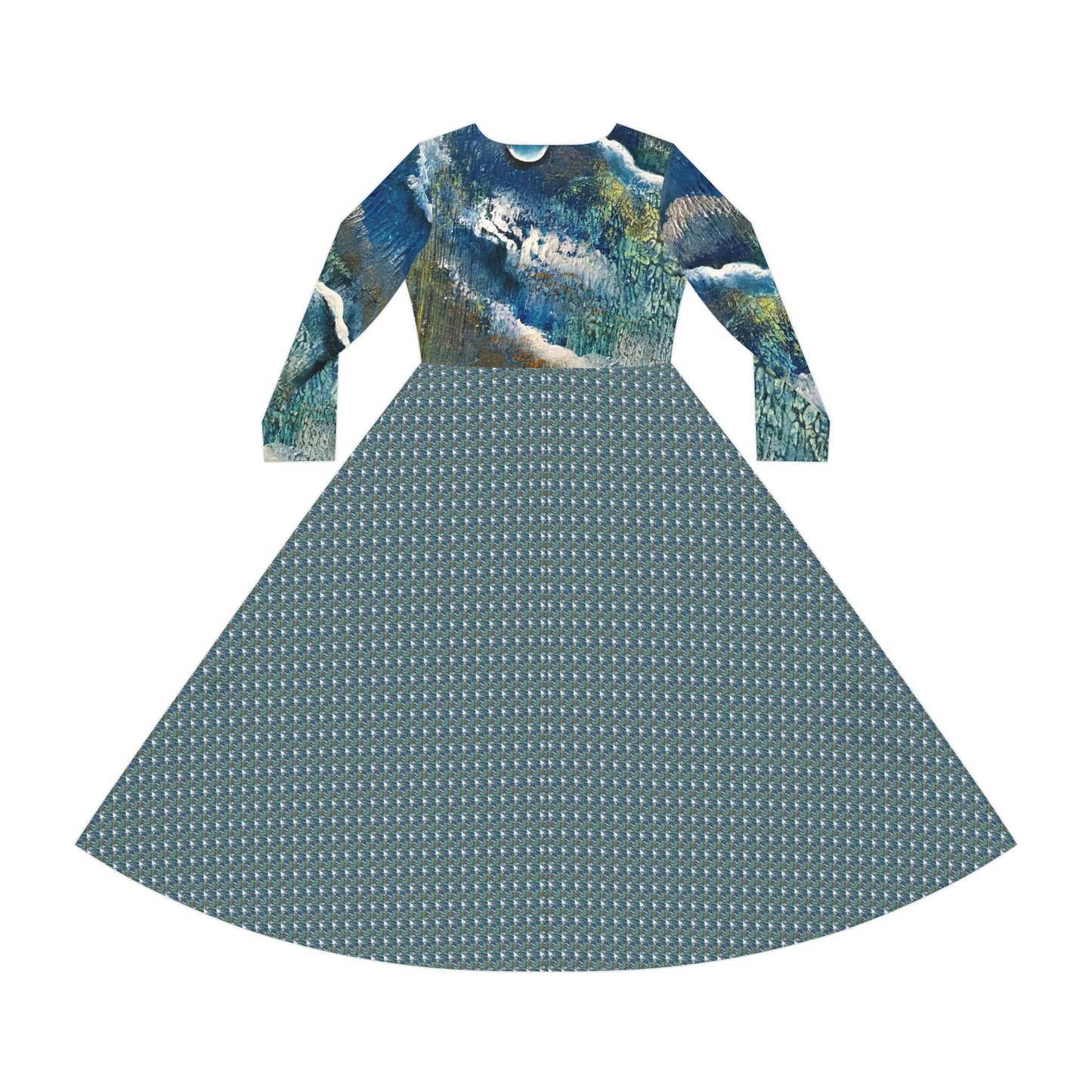 Women's Long Sleeve Modest Dress (AOP), Whimsical, Ocean Spray, FrediFreds Home Collection