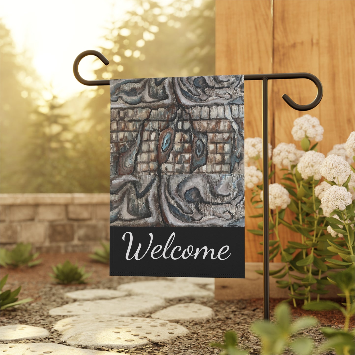 Garden & House Banner, Welcome, Abstract Oyster Shell, FrediFreds Home Collection