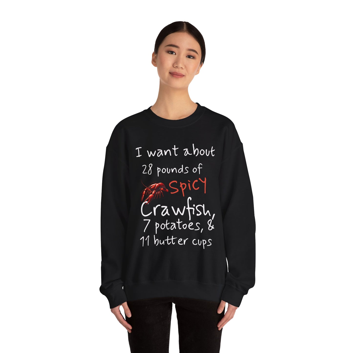 Unisex Heavy Blend™ Crewneck Sweatshirt, I want 28 pounds of Crawfish, Life on the Bayou Collection