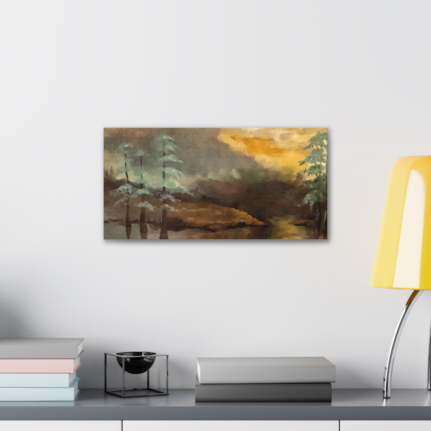 Canvas Gallery Wraps, Moon Lake Watercolor, FrediFreds Home Collection