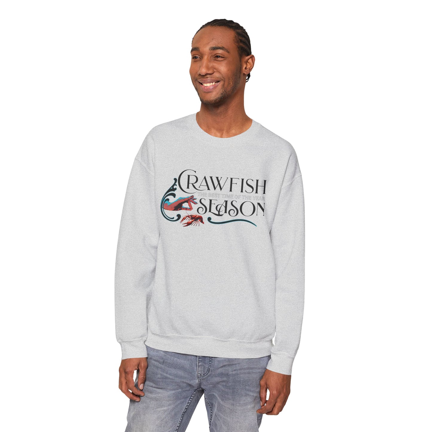 Seasonal Seller Sweatshirt: Unisex, Heavy blend, Maximum profit, Crawfish, Clock It Gesture, Life on the Bayou Collection