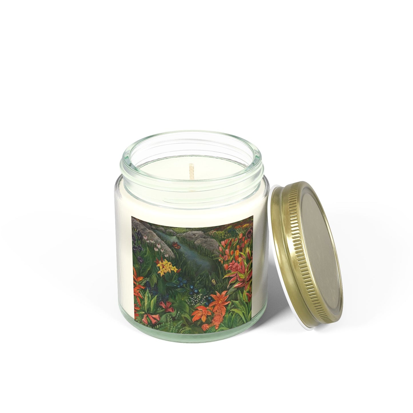 Scented Candles, Coconut Apricot Wax (4oz, 9oz), Garden of Eden, Art, FrediFreds Home Collection