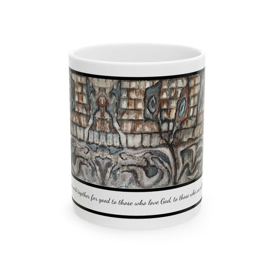 Ceramic Mug, (11oz, 15oz), Designer Series, Bible Verse,  Abstract Creek Bed,  FrediFreds Home Collection