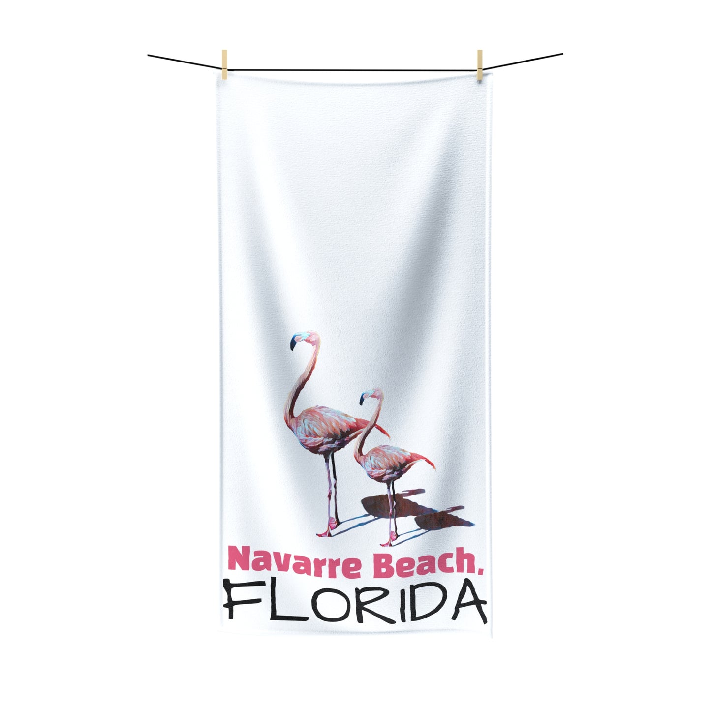 Polycotton Towel, Flamingo,  Navarre Beach, Beachwalker Club Collection