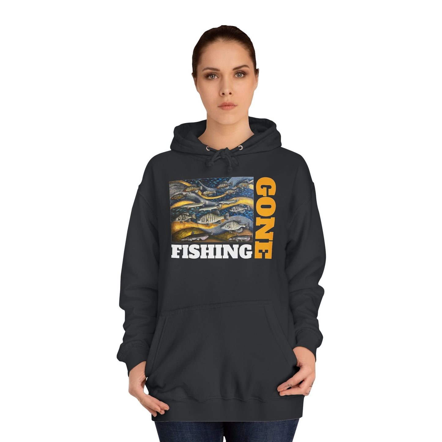 Unisex College Hoodie, Gone Fishing, FrediFreds Home Collection