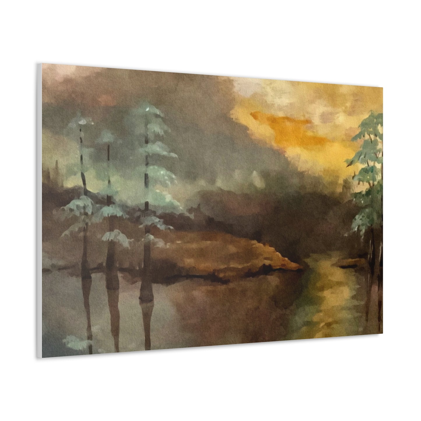 Canvas Gallery Wraps, Moon Lake Watercolor, FrediFreds Home Collection