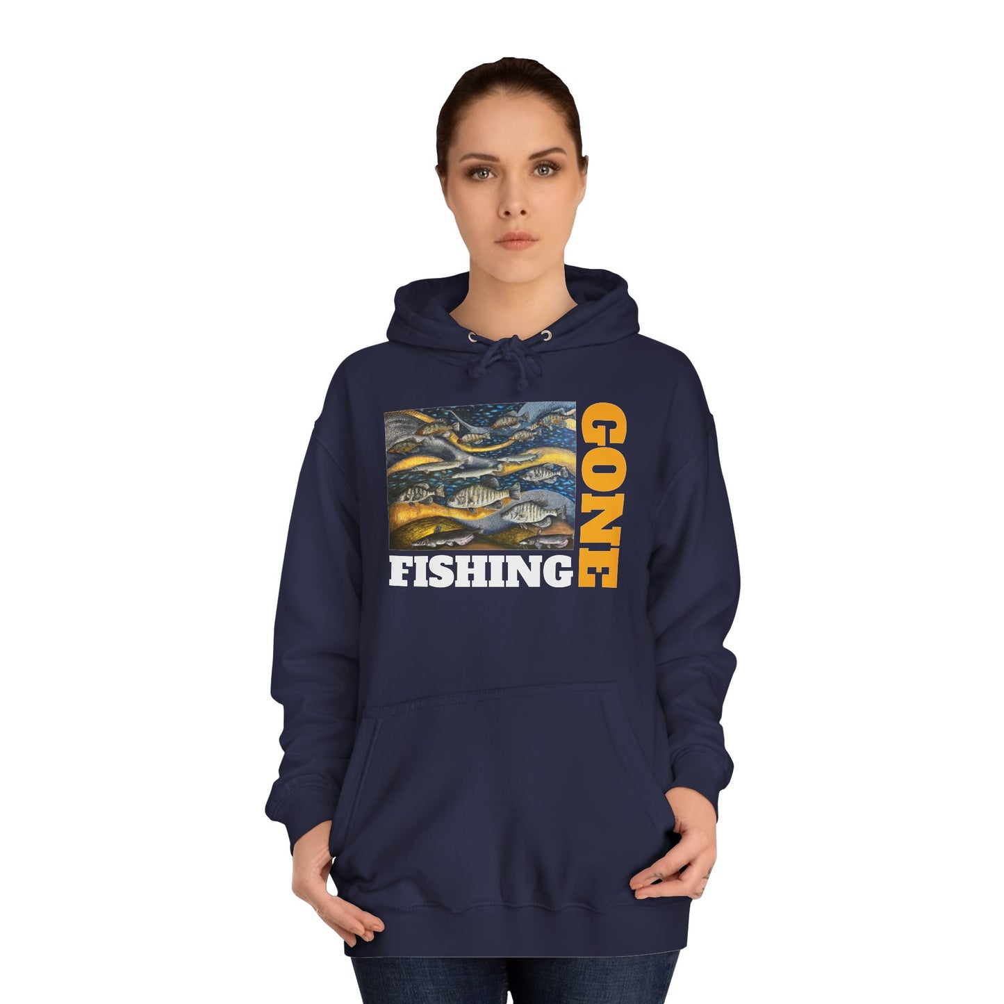 Unisex College Hoodie, Gone Fishing, FrediFreds Home Collection