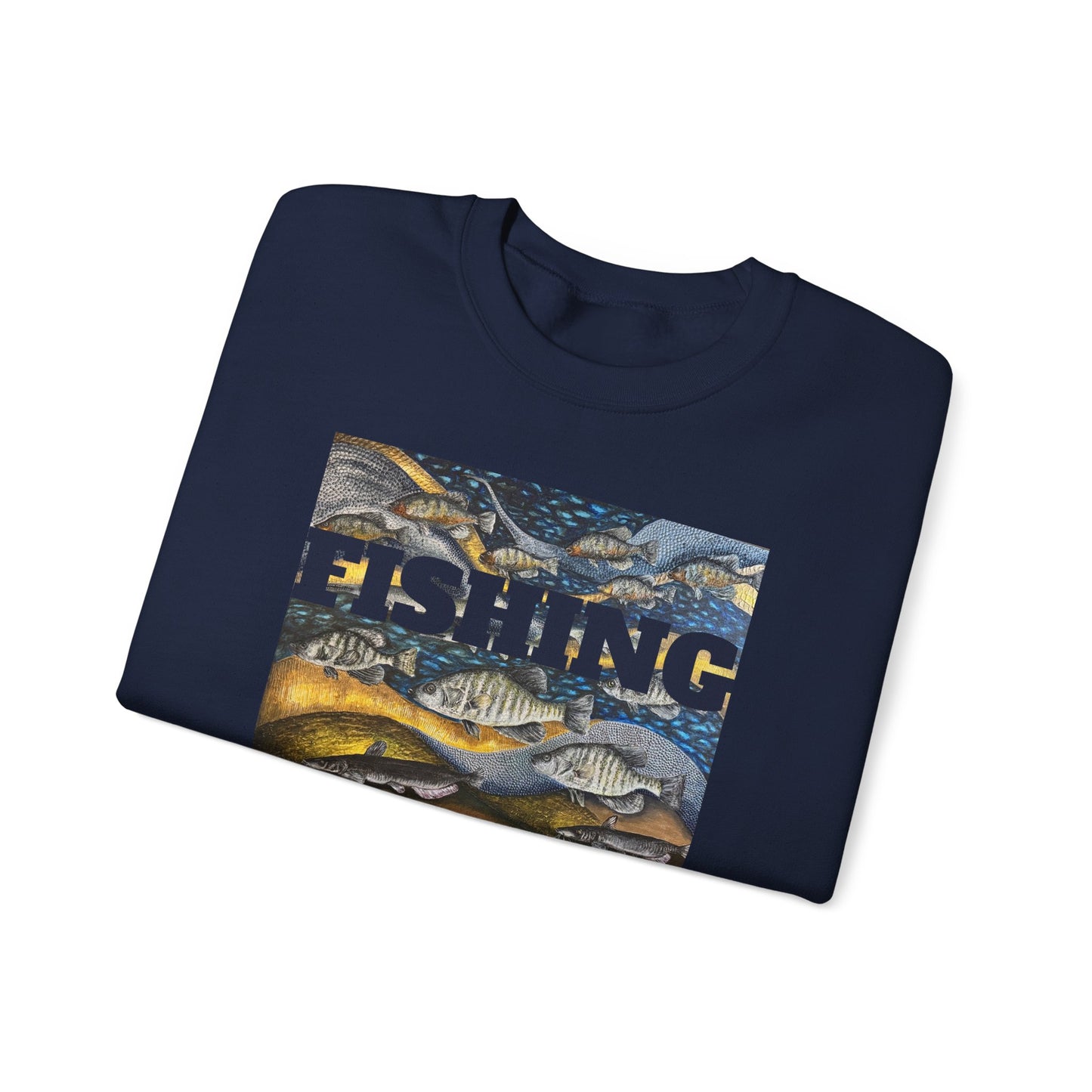 Unisex Heavy Blend™ Crewneck Sweatshirt, Get Lucky Fishing, Original Artwork, FrediFreds Home Collection