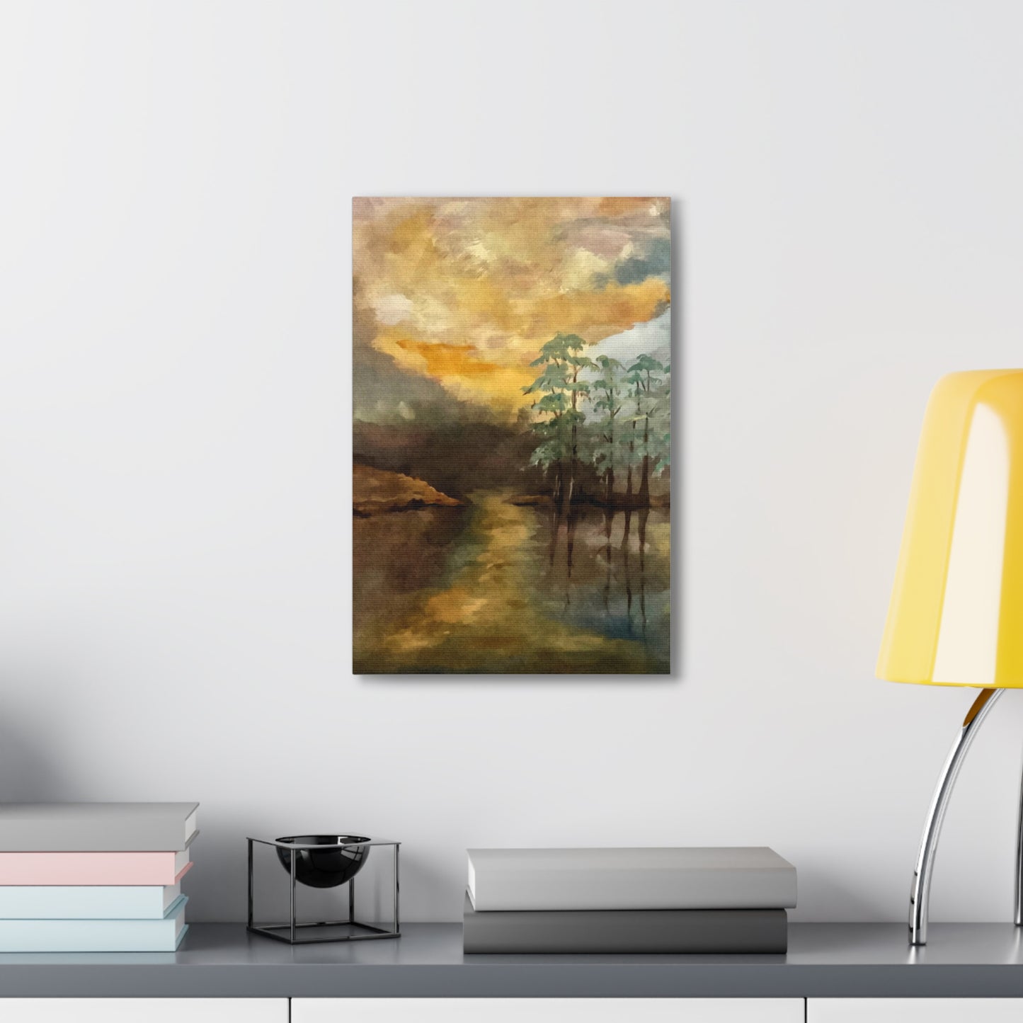 Canvas Gallery Wraps, Moon Lake Watercolor, FrediFreds Home Collection