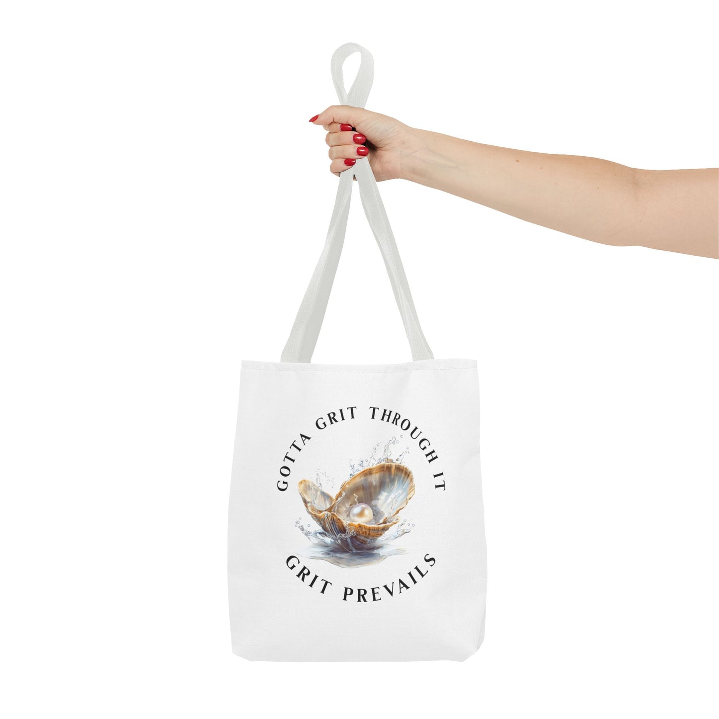 Tote Bag (AOP) With Print Design "Grit Prevails", Gotta Grit Through It Collection