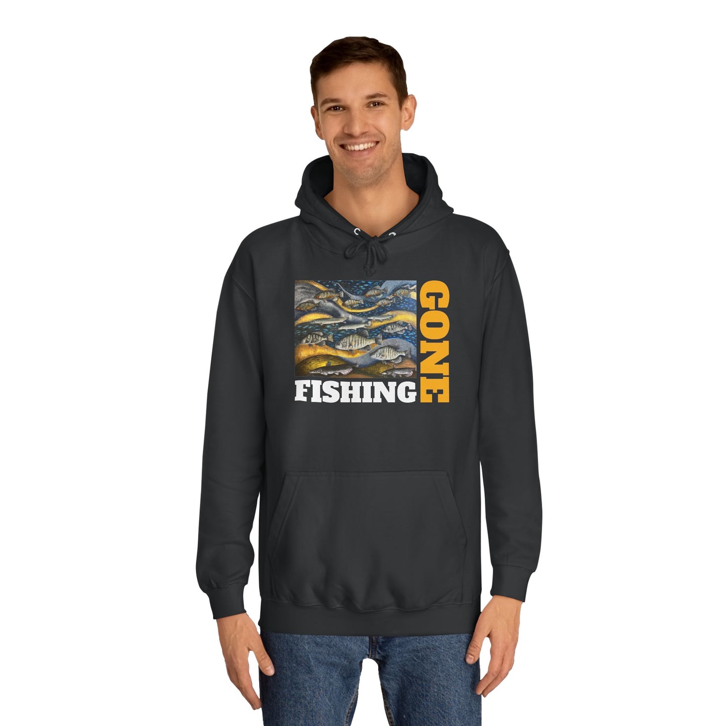 Unisex College Hoodie, Gone Fishing, FrediFreds Home Collection