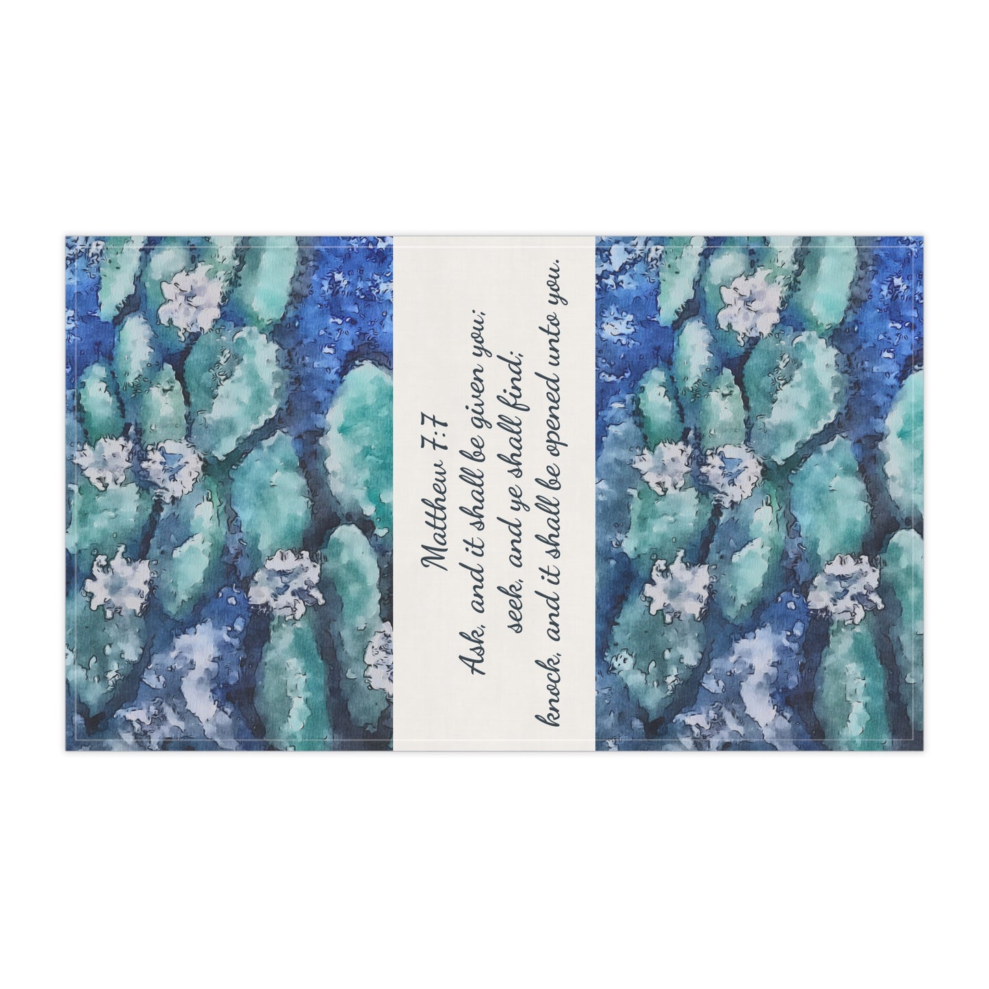 Tea Towels (cotton, poly), Water Lilies, Matthew 7:7, Daily Devotion, FrediFreds Home Collection