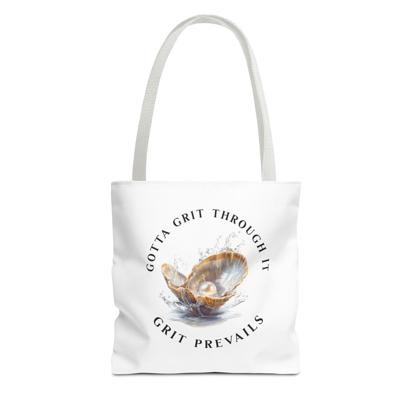 Tote Bag (AOP) With Print Design "Grit Prevails", Gotta Grit Through It Collection