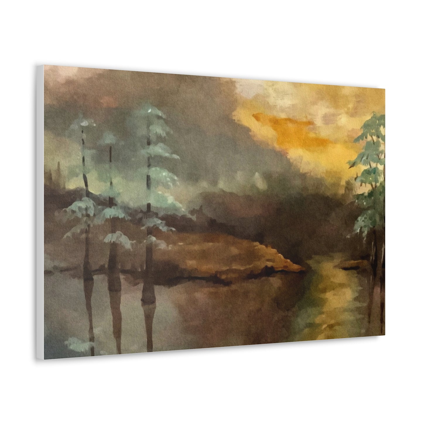 Canvas Gallery Wraps, Moon Lake Watercolor, FrediFreds Home Collection