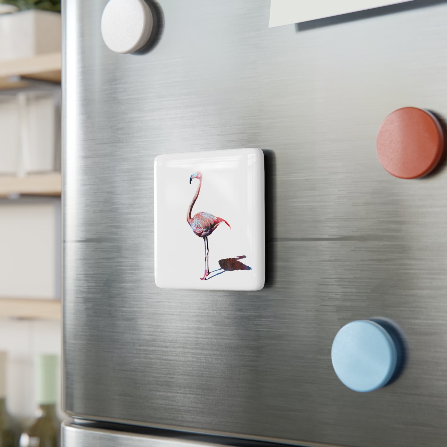 Porcelain Magnet, Square, Flamingo, Beachwalker Club Collection