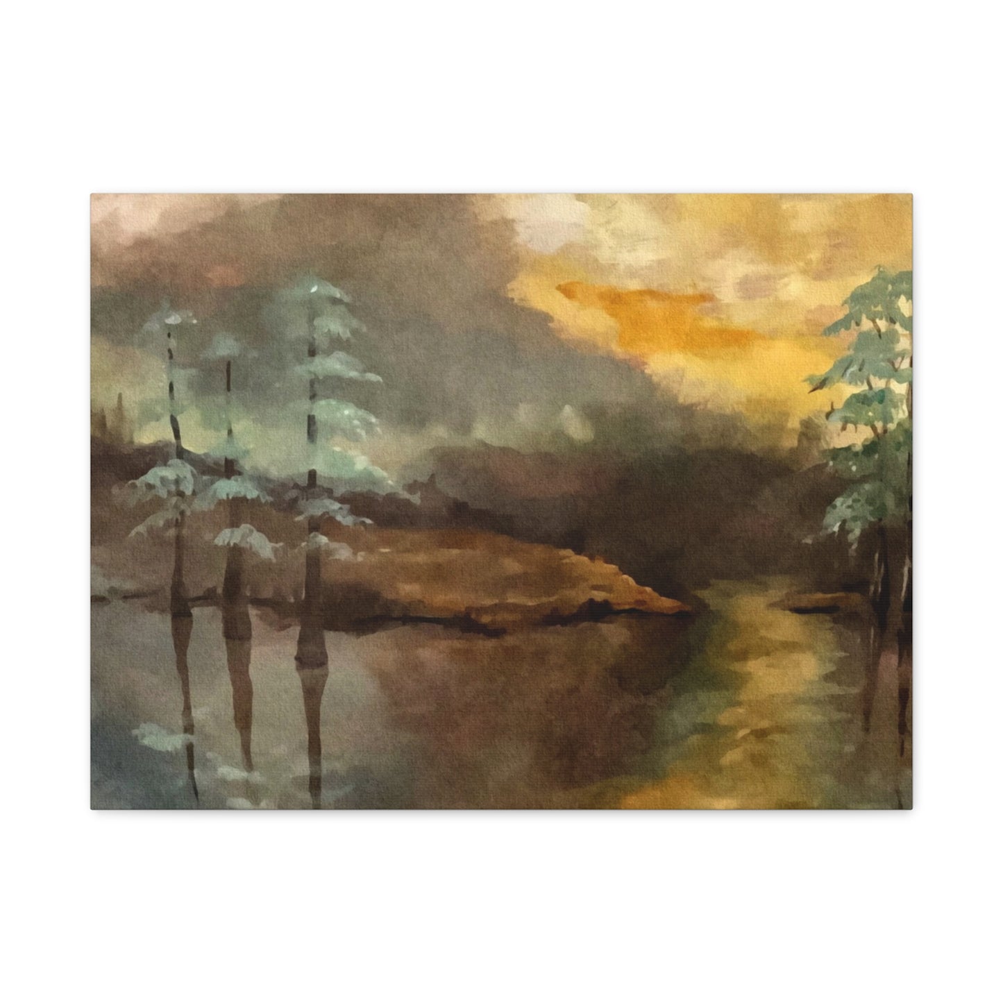 Canvas Gallery Wraps, Moon Lake Watercolor, FrediFreds Home Collection