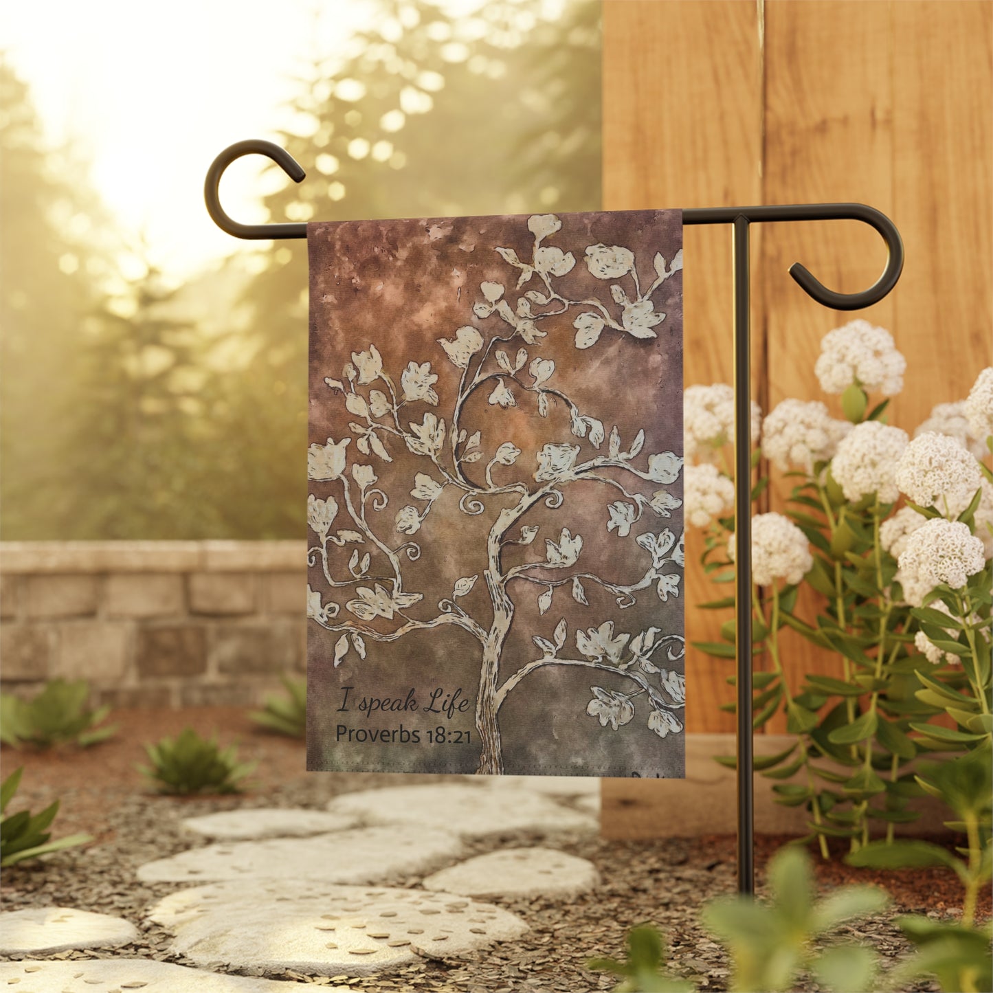 Garden & House Banner, Designer Artwork, I Speak Life, Proverbs 18:21, FrediFred Home Collection