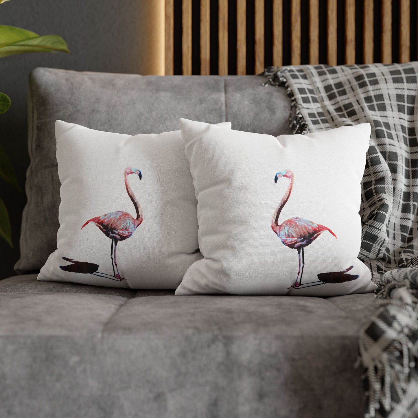 Spun Polyester Square Pillowcase, Flamingo, Beachwalker Club Collection