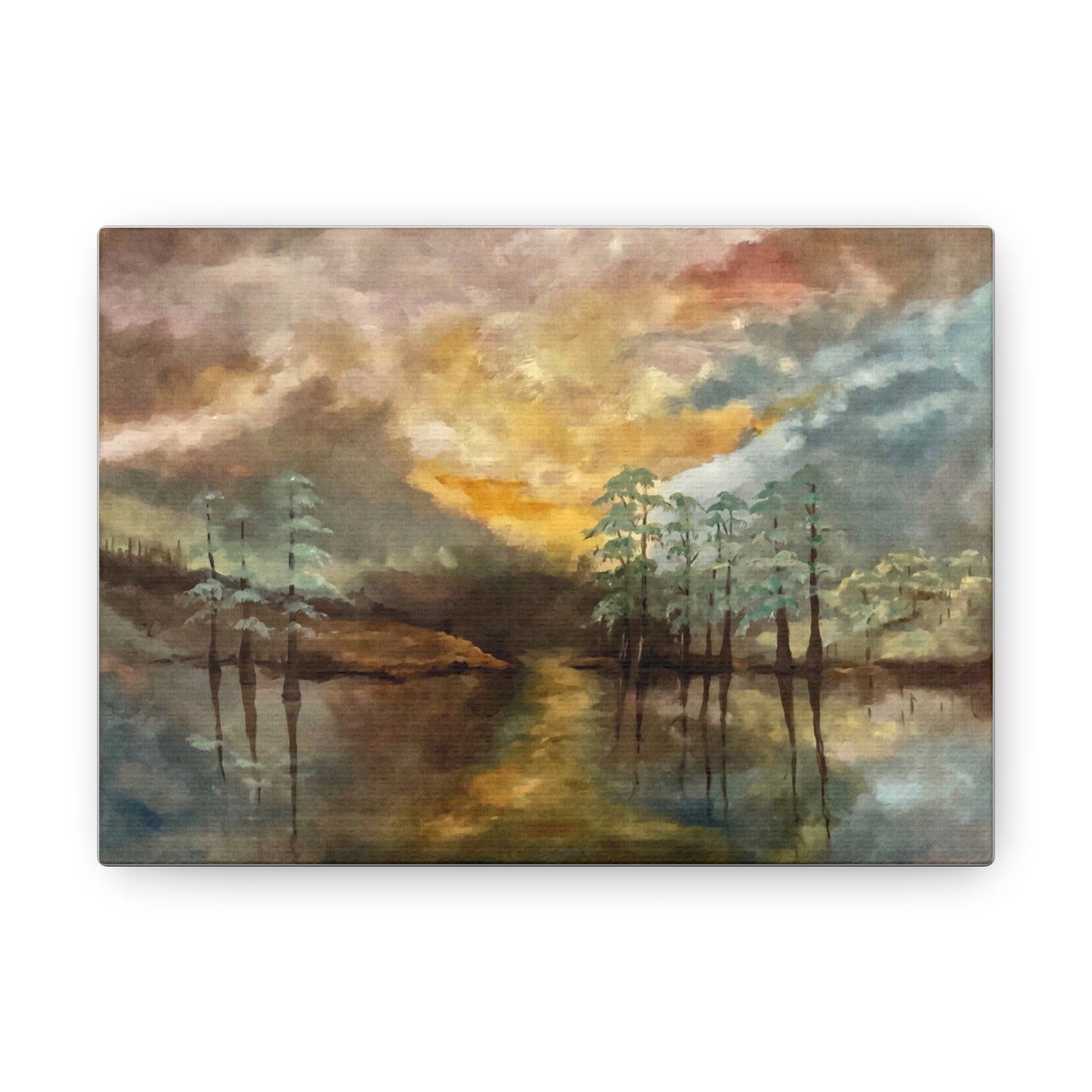 Canvas Gallery Wraps, Moon Lake Watercolor, FrediFreds Home Collection