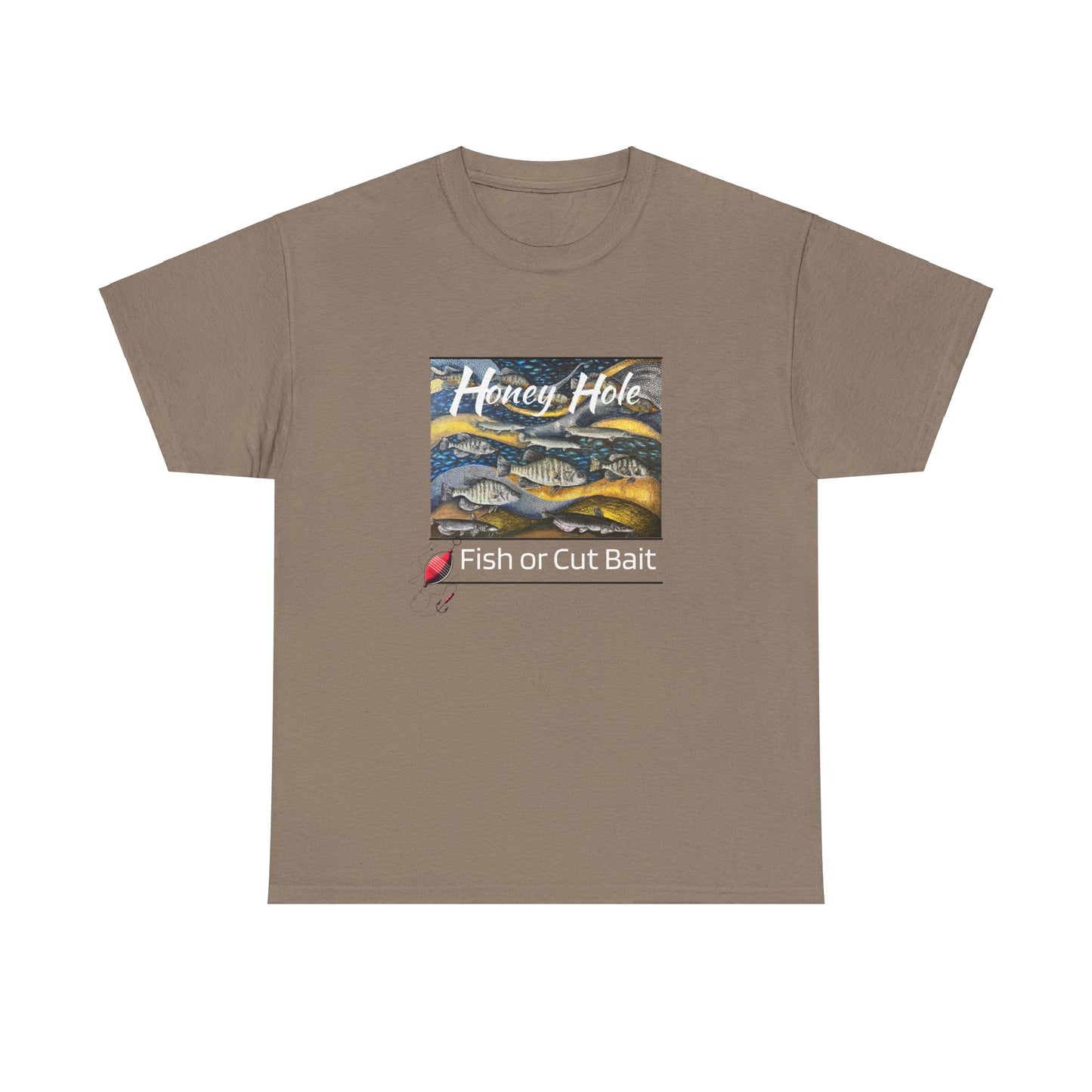 Unisex Heavy Cotton Tee, Honey Hole, Fishing Art, FrediFreds Home Collection