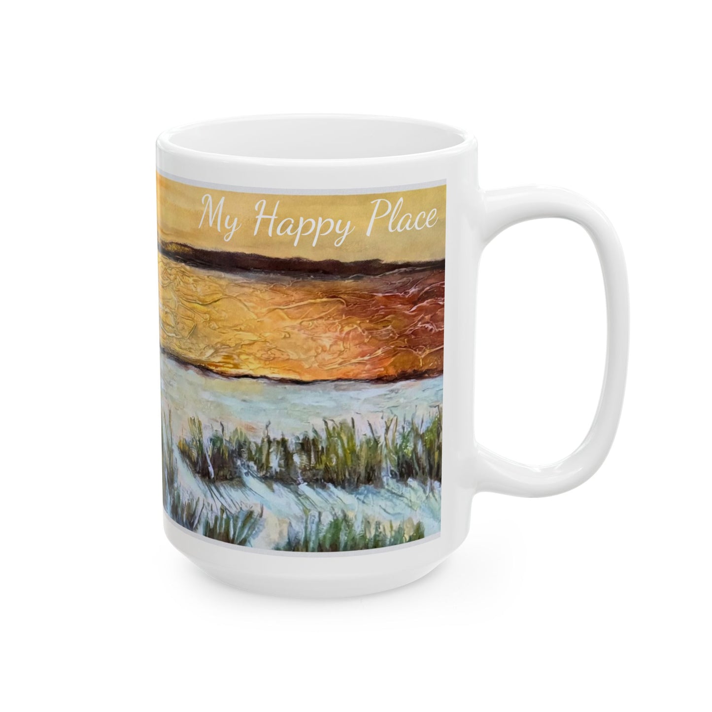 Ceramic Mug, (11oz, 15oz), Paradise, My Happy Place, Beachwalker Club Collection