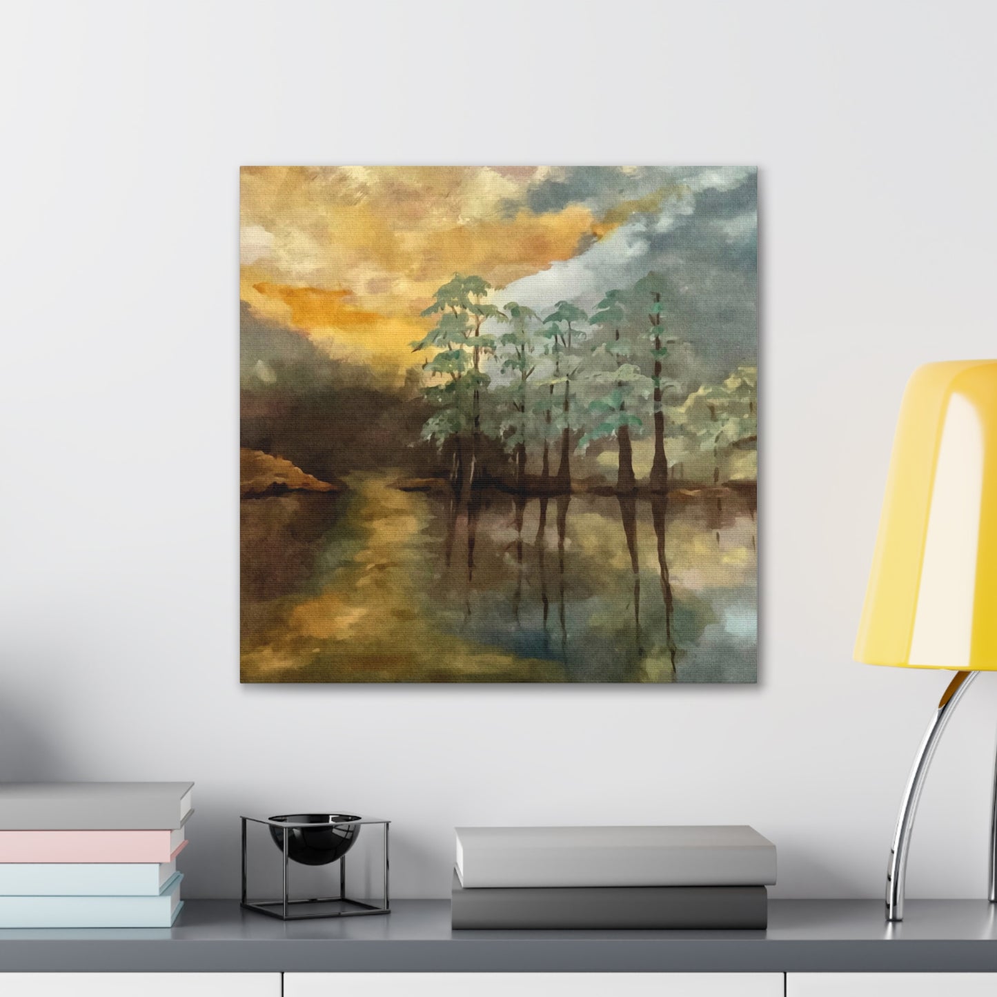 Canvas Gallery Wraps, Moon Lake Watercolor, FrediFreds Home Collection