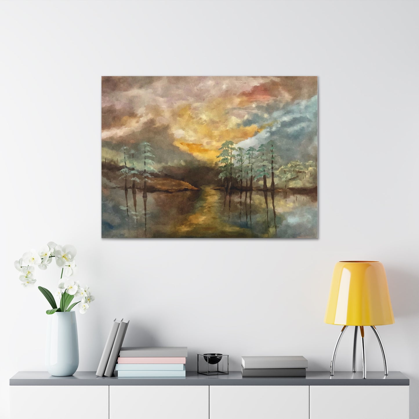 Canvas Gallery Wraps, Moon Lake Watercolor, FrediFreds Home Collection