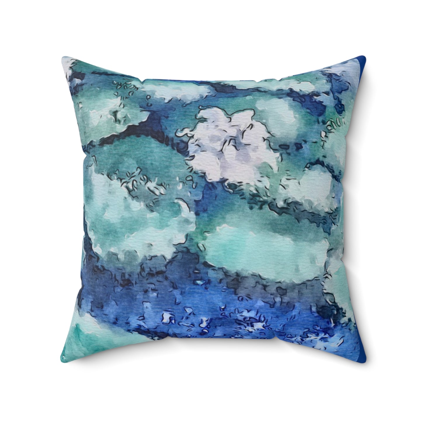 Spun Polyester Square Pillow, Water Lilies, FrediFreds Home Collection