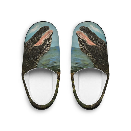 Men's Indoor Slippers, Whimsical Gator Printed Design with Life on the Bayou Collection