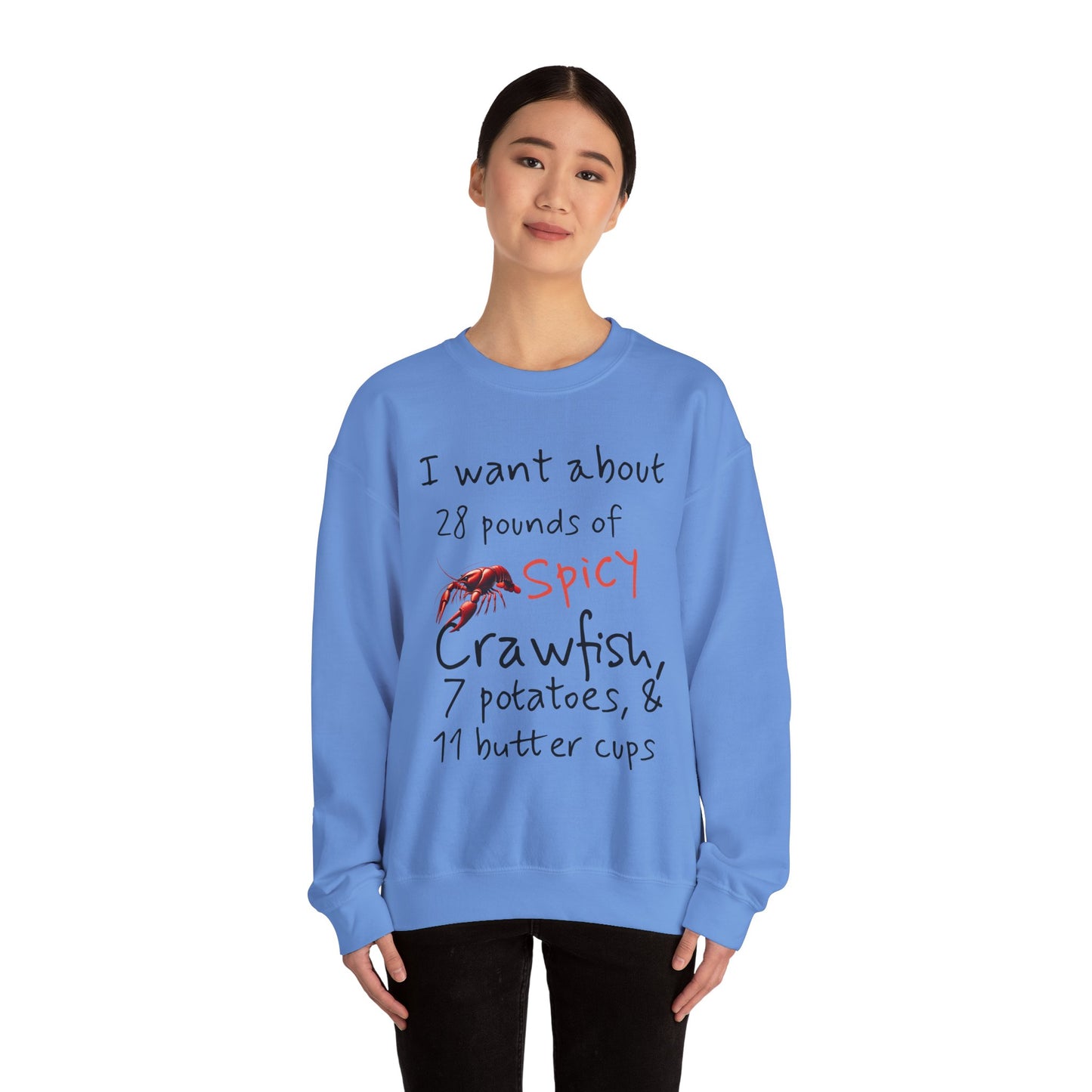 Unisex Heavy Blend™ Crewneck Sweatshirt, I want 28 pounds of Crawfish, Life on the Bayou Collection